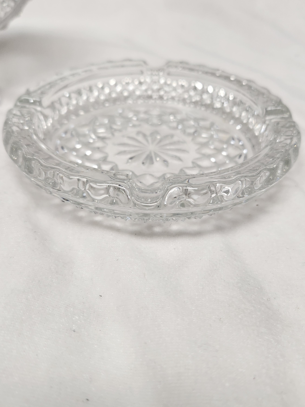 Anchor Hocking Clear Glass Decorative Ashtray Classic Cut Design